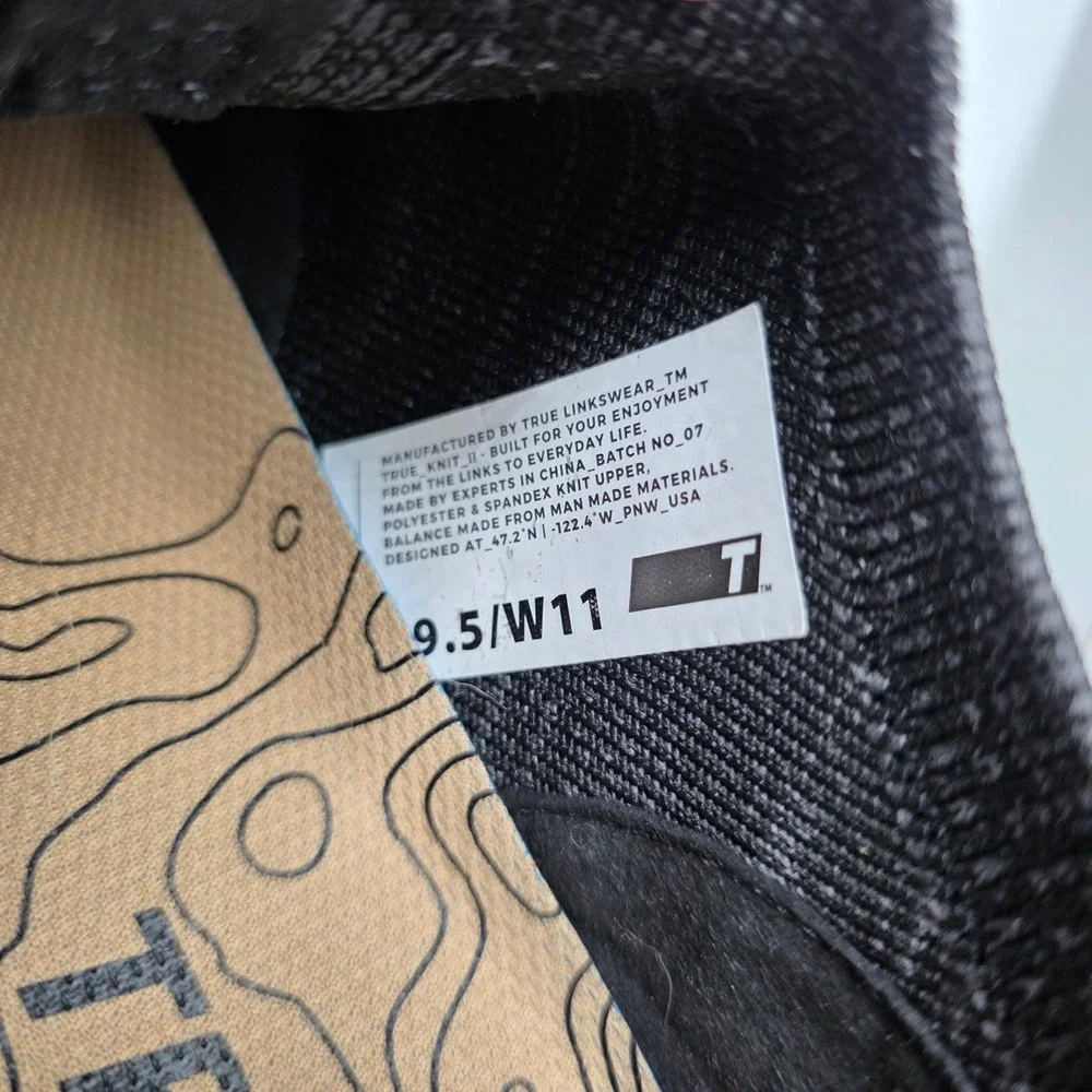 True Linkswear True Knit II Mens 9.5 Shoes Black Sneakers